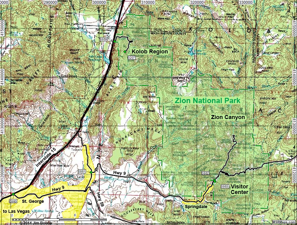 Zion National Park Overview Map