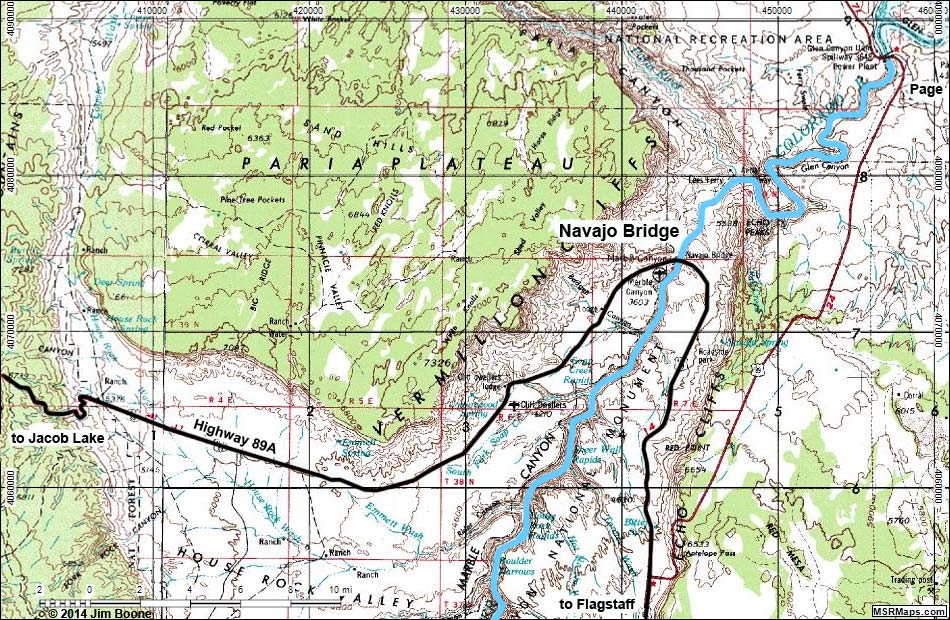 Marble Canyon - Navajo Bridge Condor Map