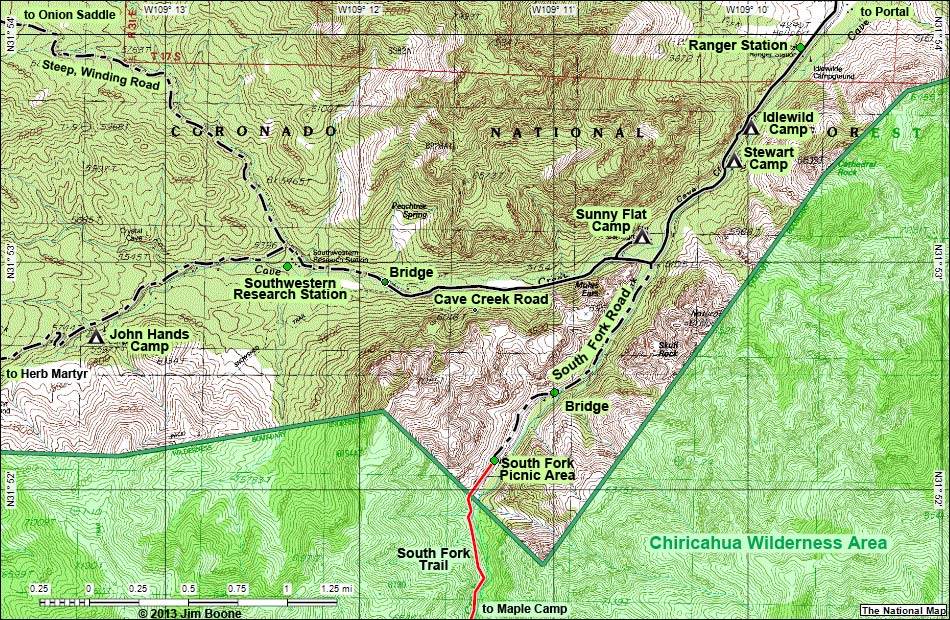 South Fork of Cave Creek Map