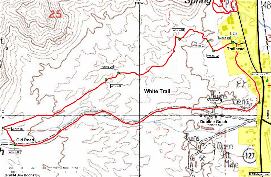 Shoshone Area Birding Map - White Trail