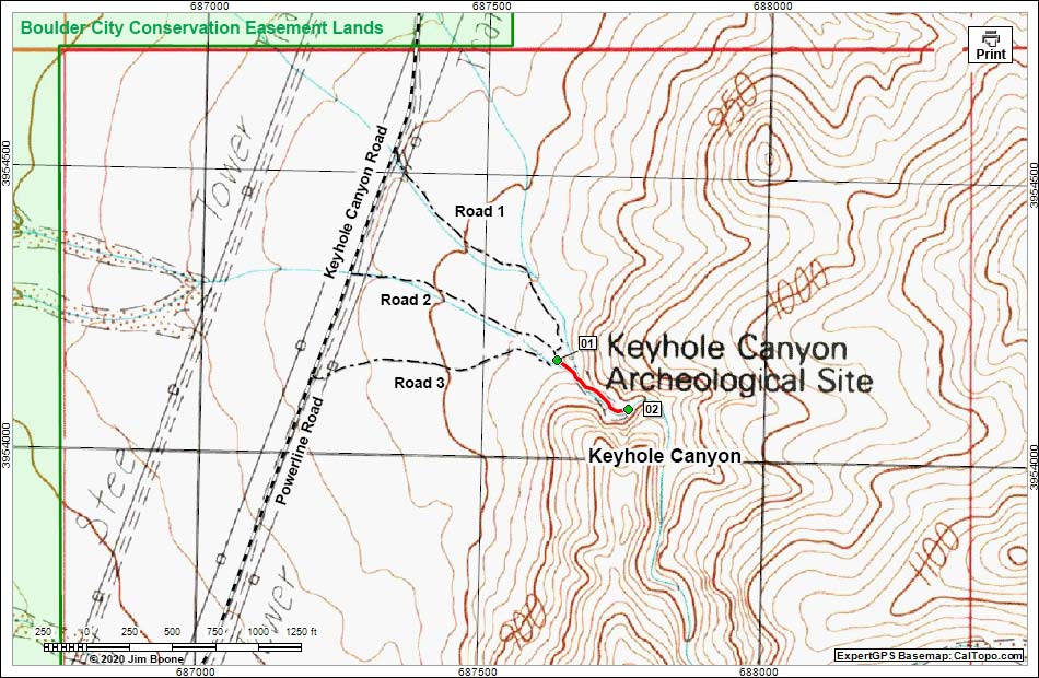 Keyhole Canyon Map