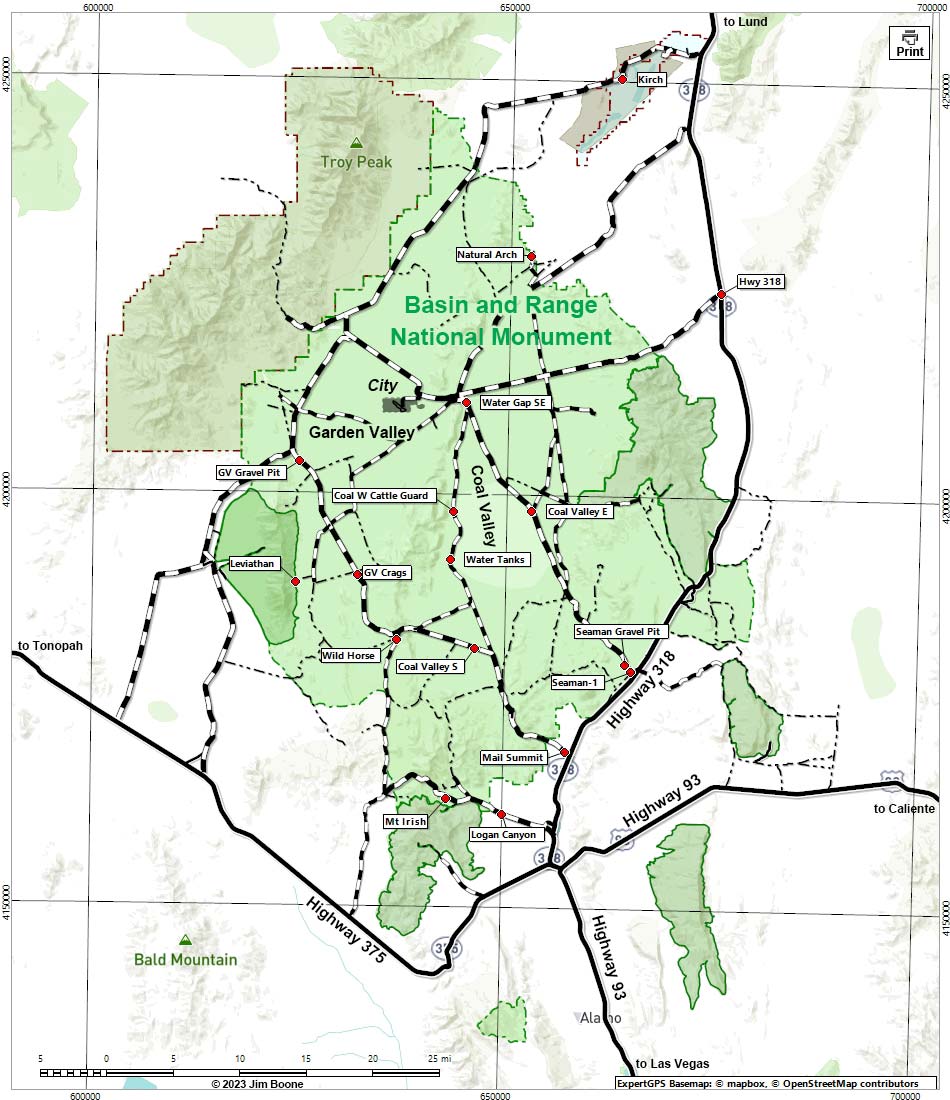 Basin and Range NM Campsites Map
