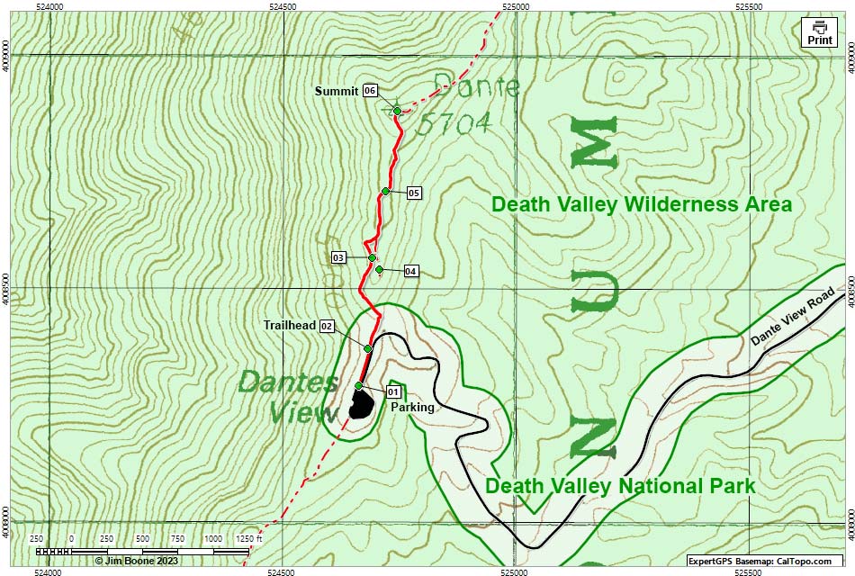 Dante Peak Trail Map