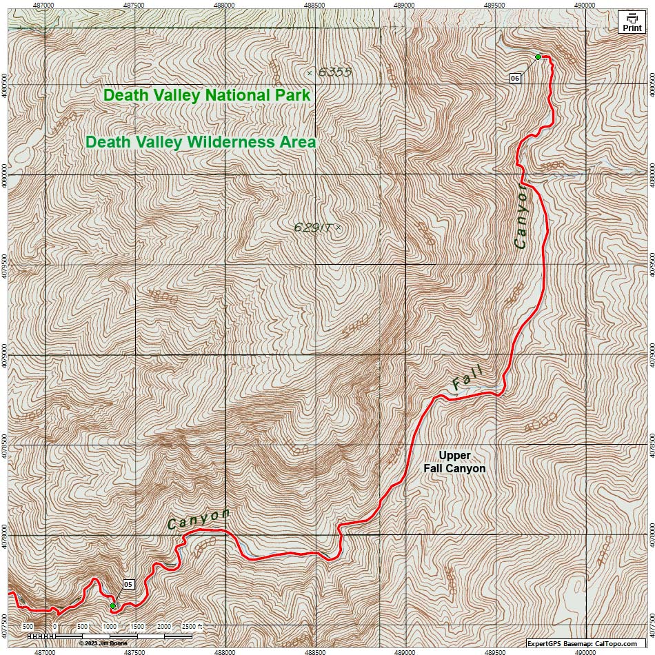 Upper Fall Canyon Map
