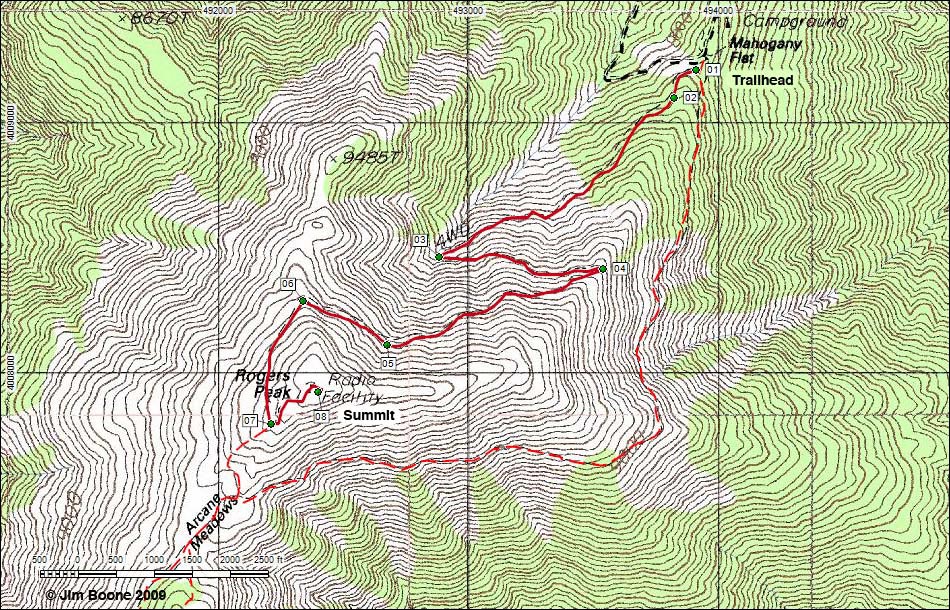 Rogers Peak via Road Map