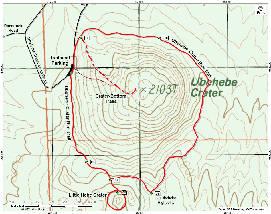 Ubehebe Crater Loop Map