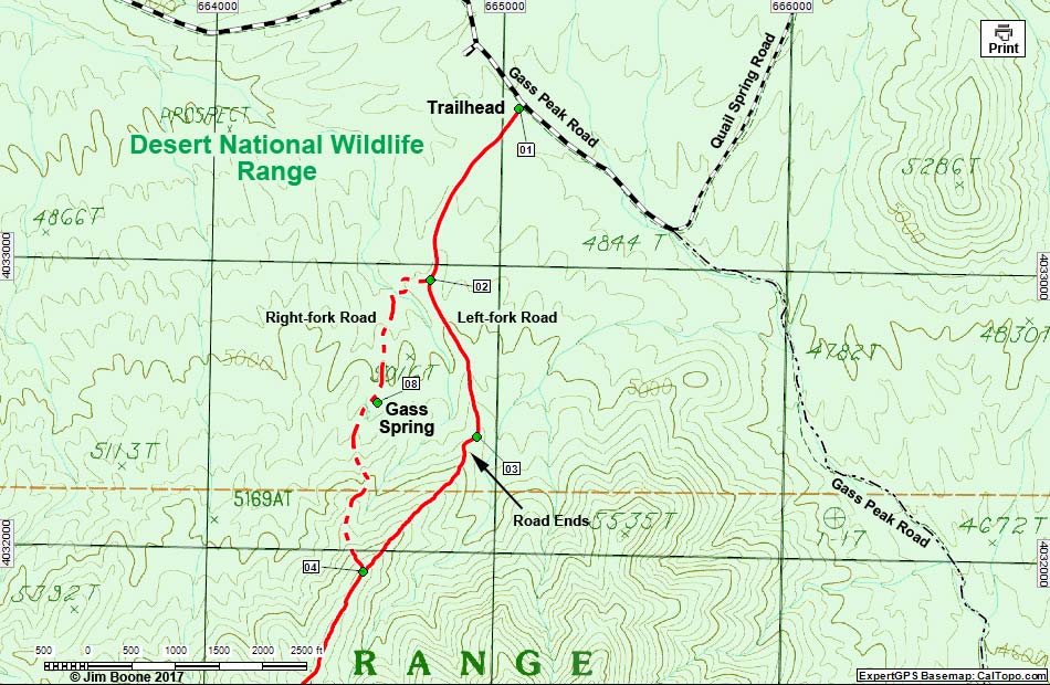 Gass Peak Route Map