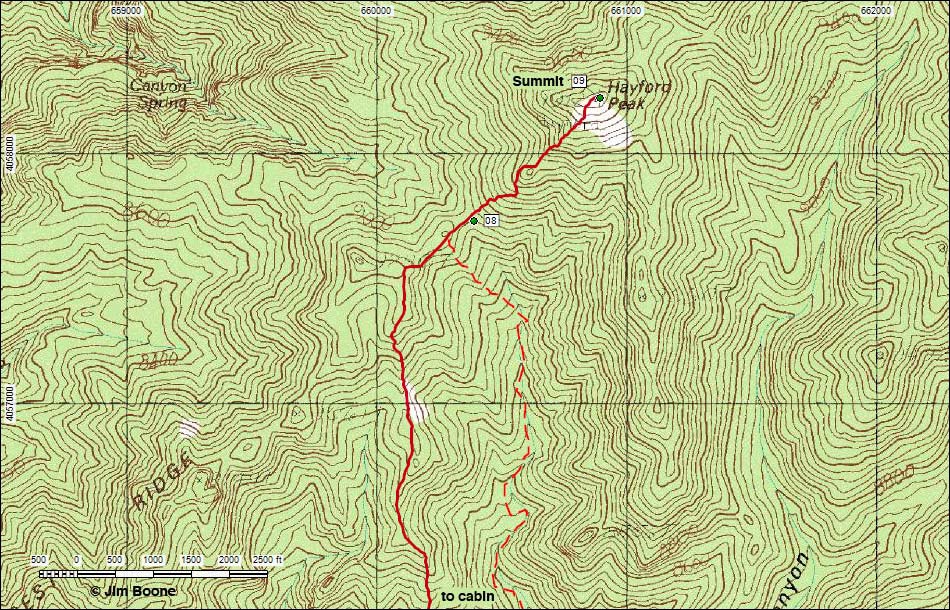 Hayford Peak Route Map Summit Section