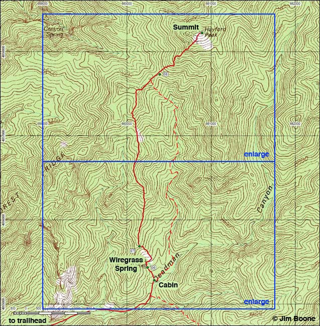 Hayford Peak Route Map Overview