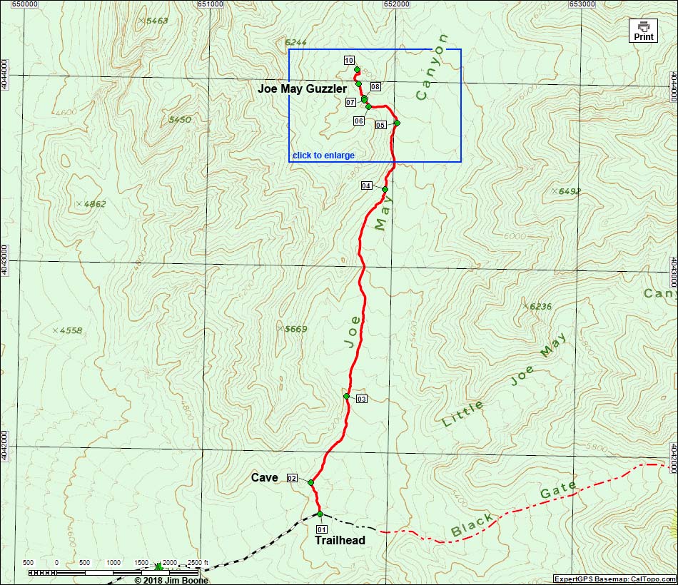 Joe May Canyon Guzzler Route Map