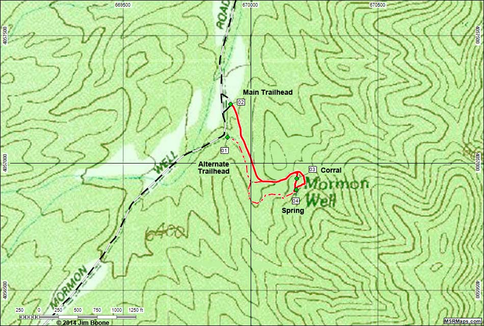 Mormon Well Hiking Map