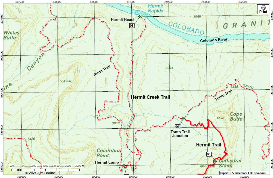 Hermit Trail Map