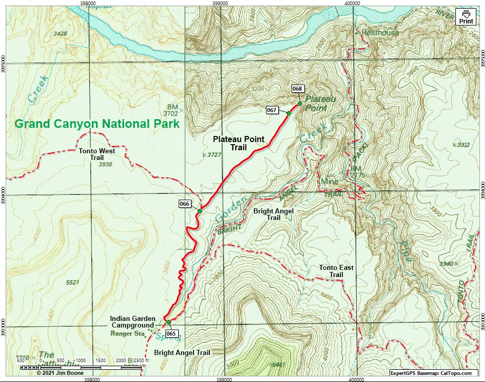 Plateau Point Trail Map
