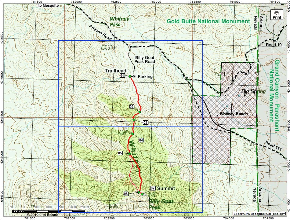 Billy Goat Peak Route Map