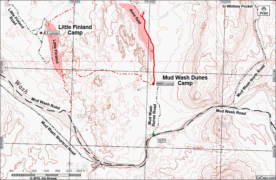 Mud Wash Dunes Campsite Map