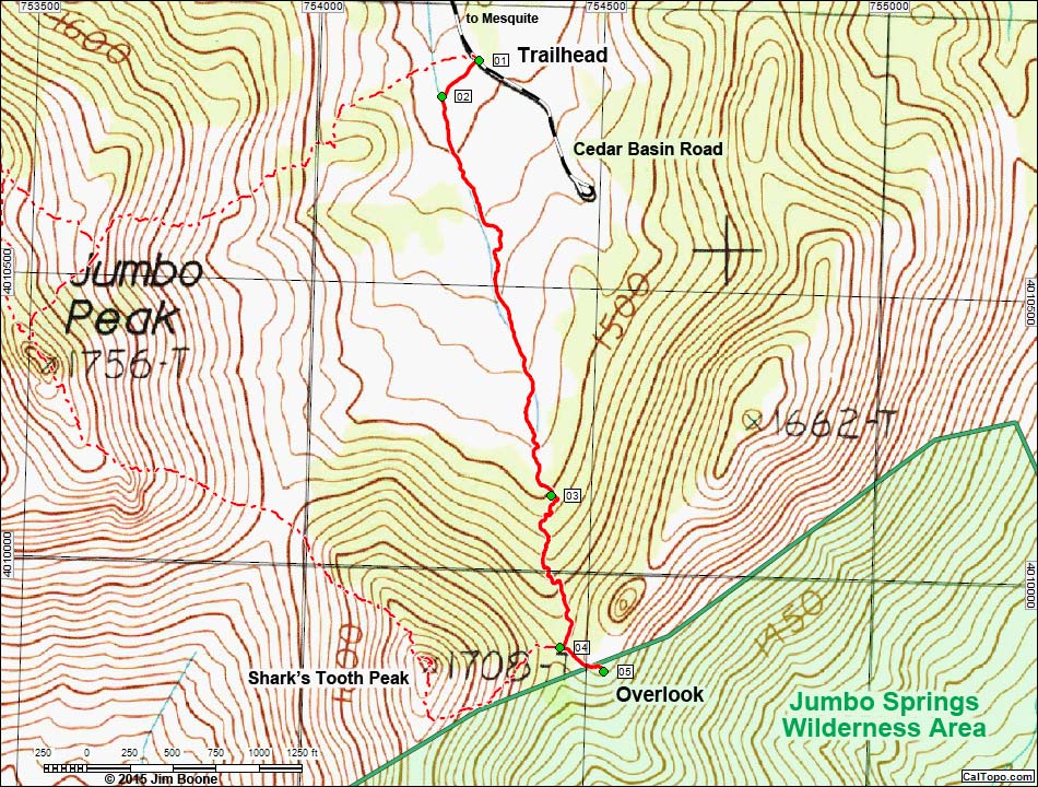 Jumbo Springs Wilderness Overlook Route Map
