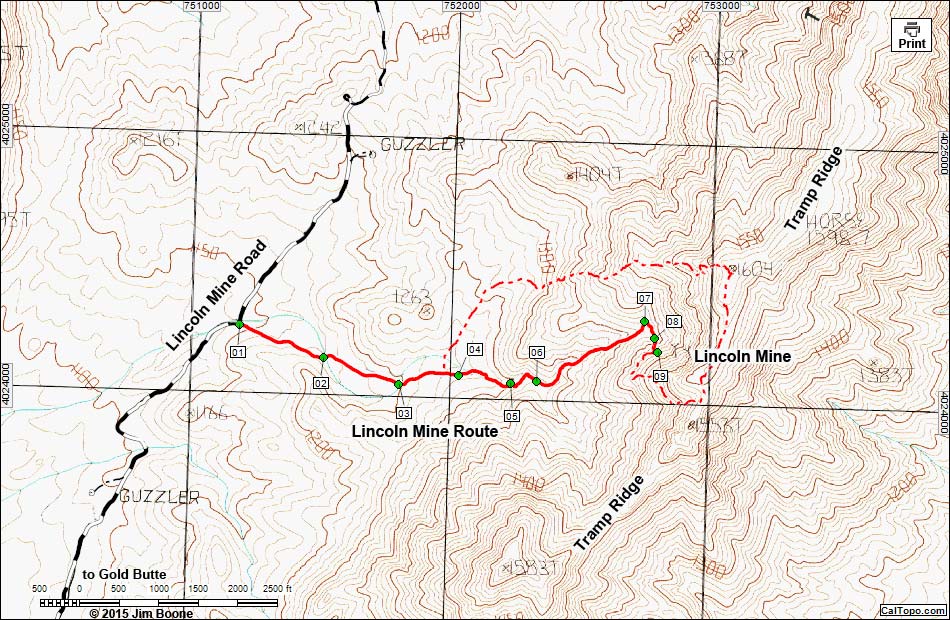 Lincoln Mine Route Map