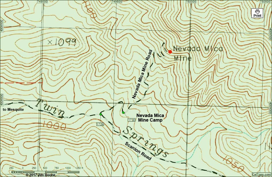 Nevada Mica Mine Camp Map
