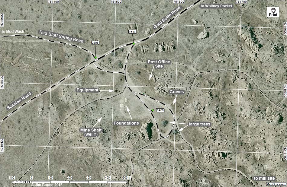 Gold Butte Townsite Aerial Photo Map