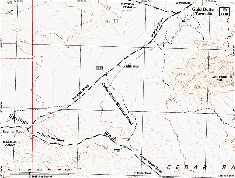 Cedar Basin Shortcut Road Map