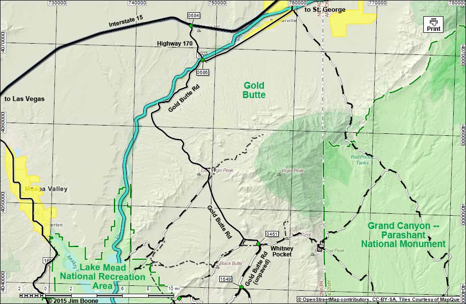 Gold Butte Backcountry Byway Map North Section