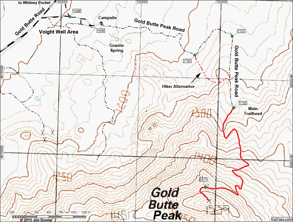 Gold Butte Peak Road Map