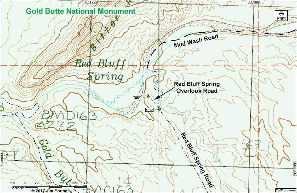 Red Bluff Spring Overlook Road Map