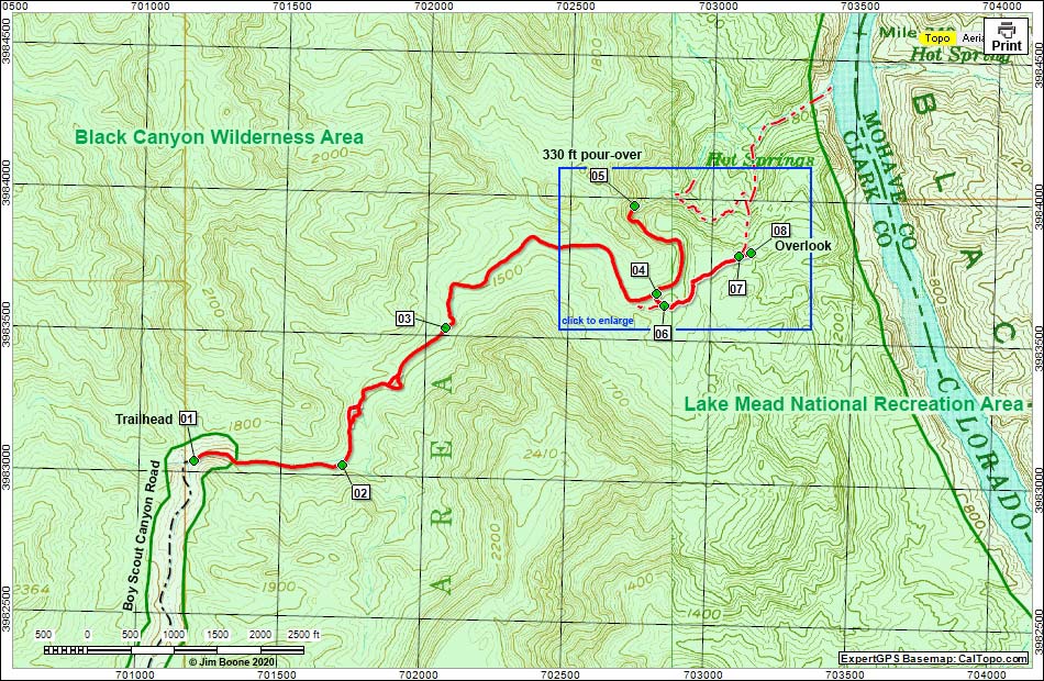 Boy Scout Canyon Route Map