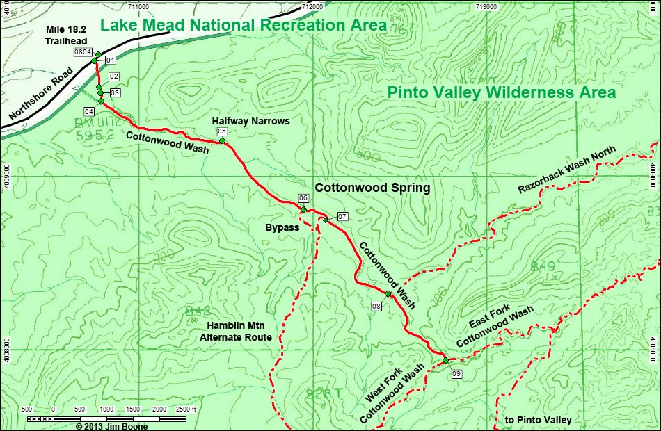 Cottonwood Spring Route Map