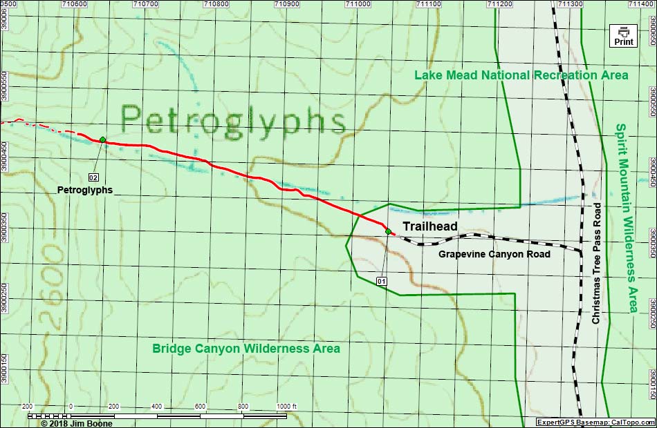 Grapevine Canyon Route Map