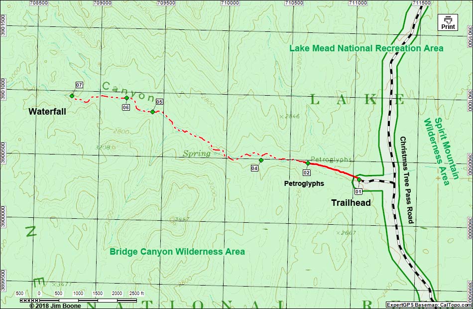 Grapevine Canyon Route Map
