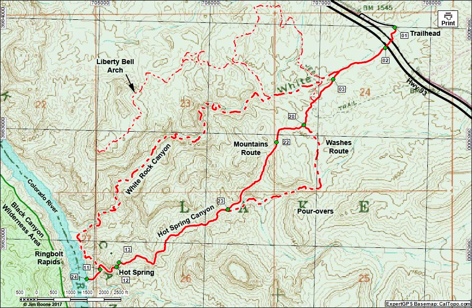 AZ Hot Spring - Hot Spring Canyon Route Map