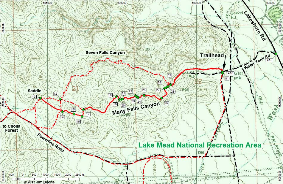 Many Falls Canyon Map