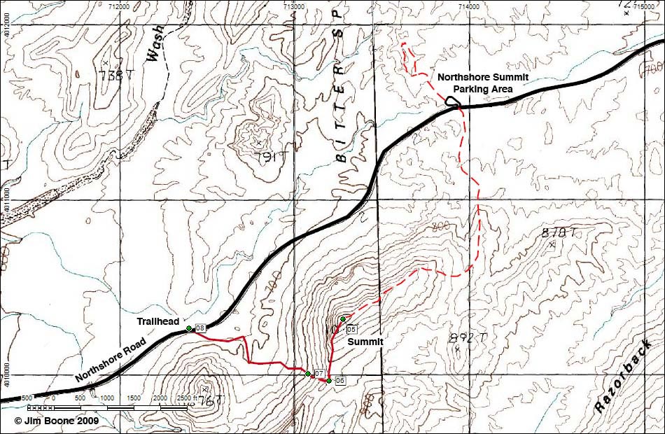 Northshore Peak, West Ridge Route Map