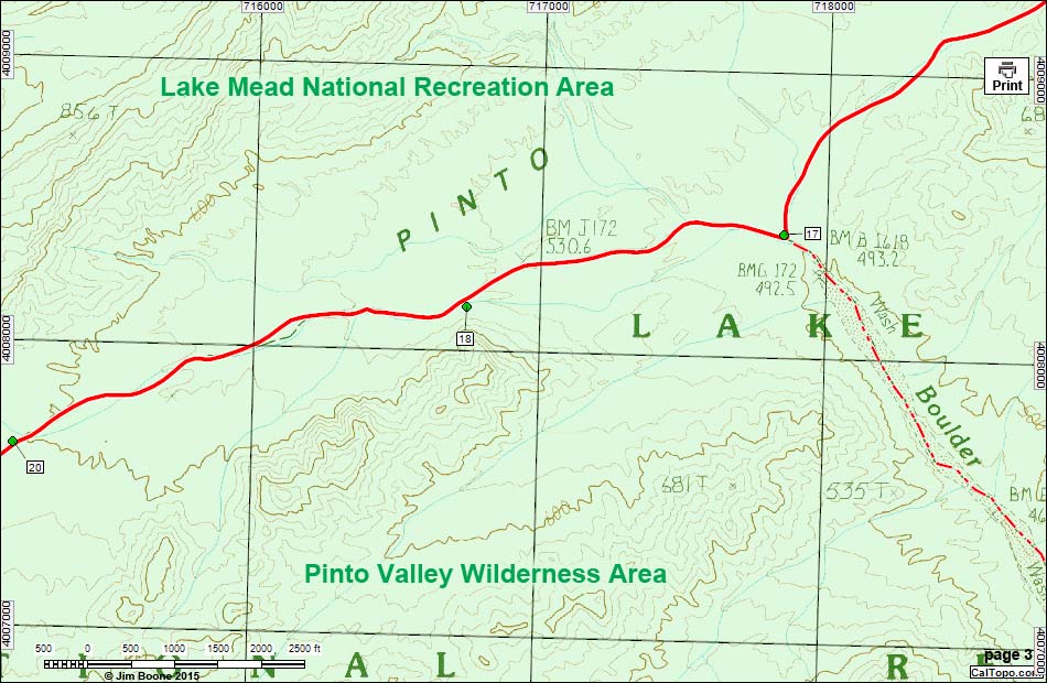 Pinto Valley Route Map