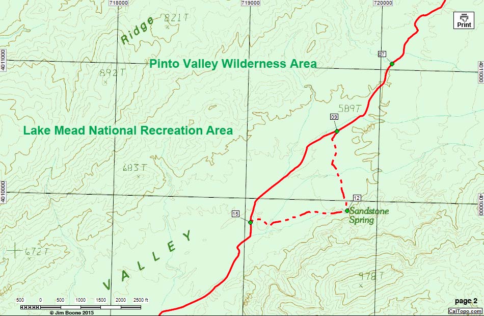 Pinto Valley Route Map