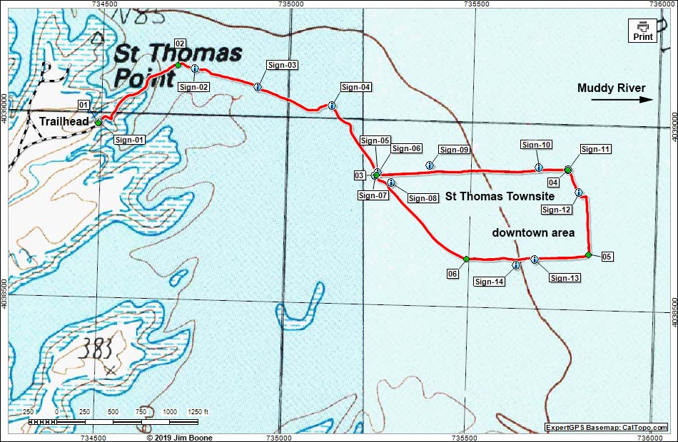 St. Thomas Townsite Trail Map