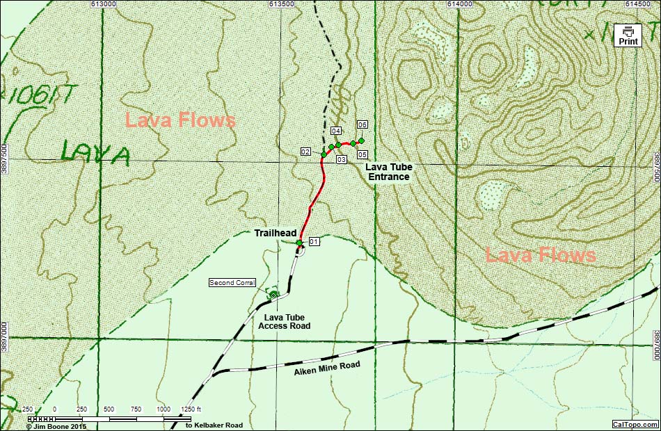 Lava Tube Route Map