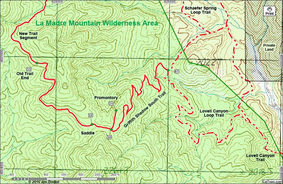 Griffith Shadow North Trail Map