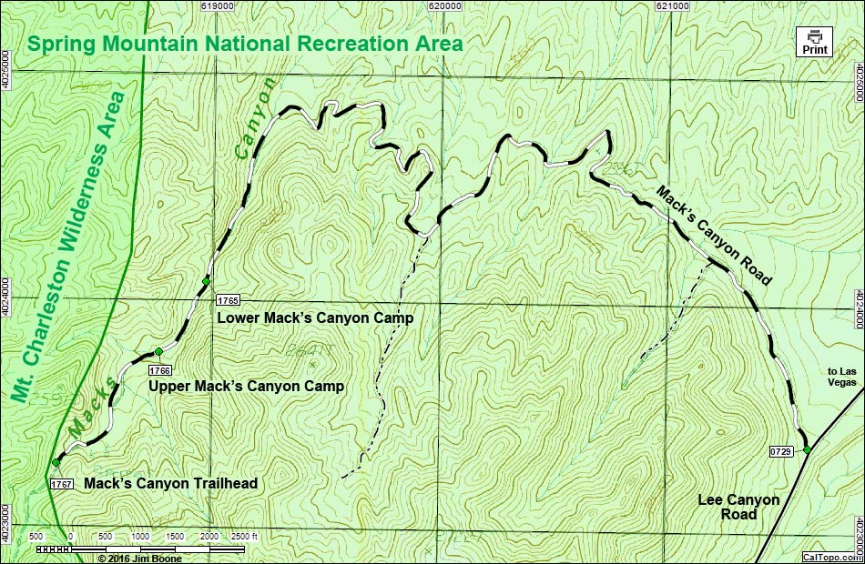 Mack's Canyon Road Map