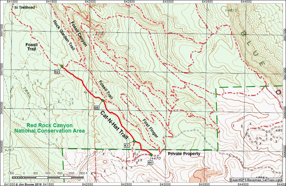 Cat-N-Hat Trail Hiking Map