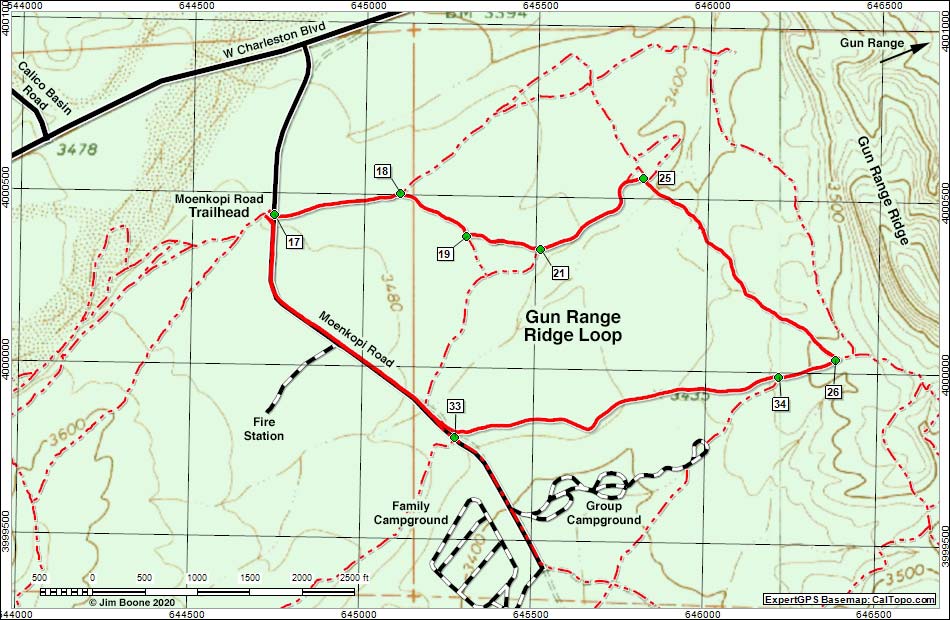 Gun Range Ridge Loop Hiking Map