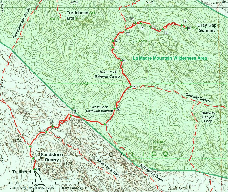 Gray Cap Peak Route Map