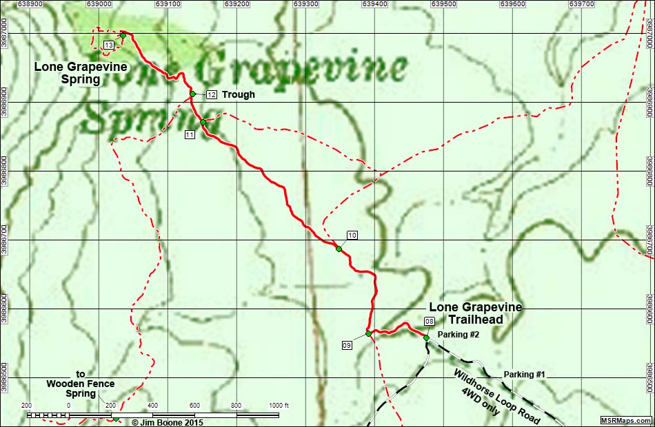 Lone Grapevine Spring Trail Map