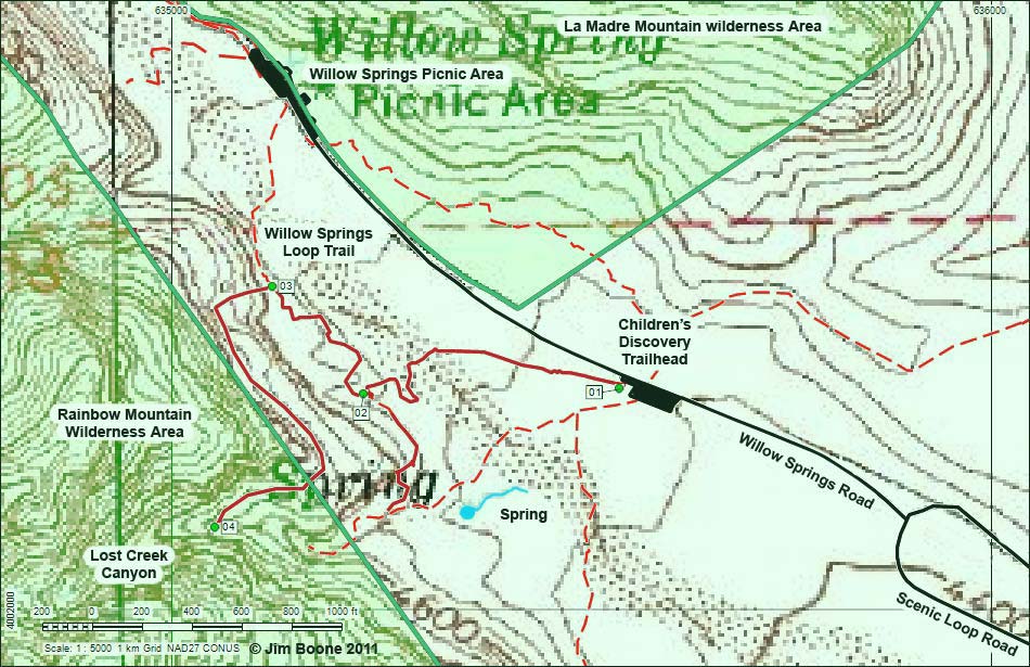 Upper Lost Creek Falls Route Hiking Map
