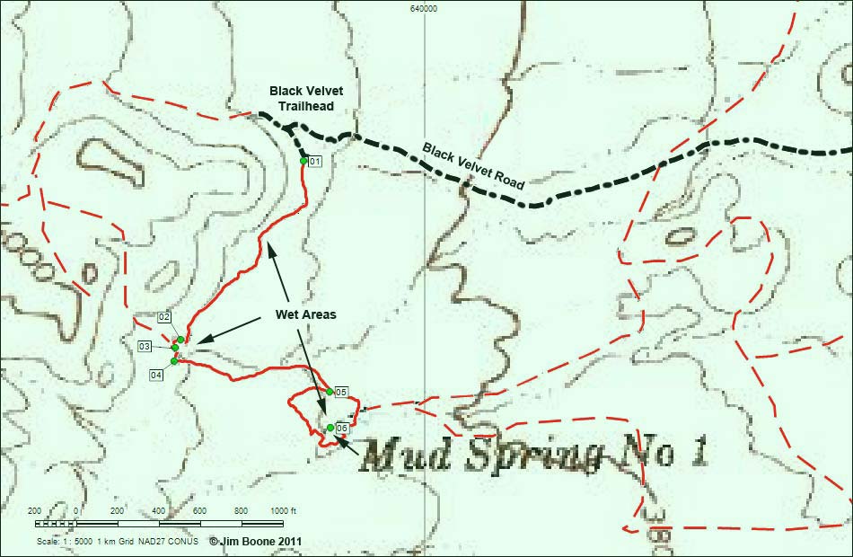 Mud Spring No. 2 Route Map