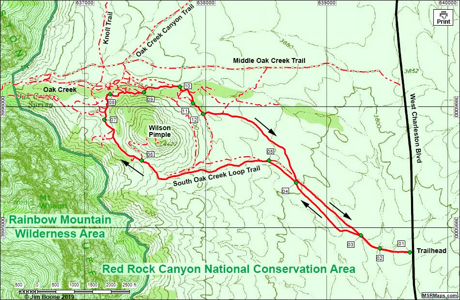South Oak Creek Loop Trail Map