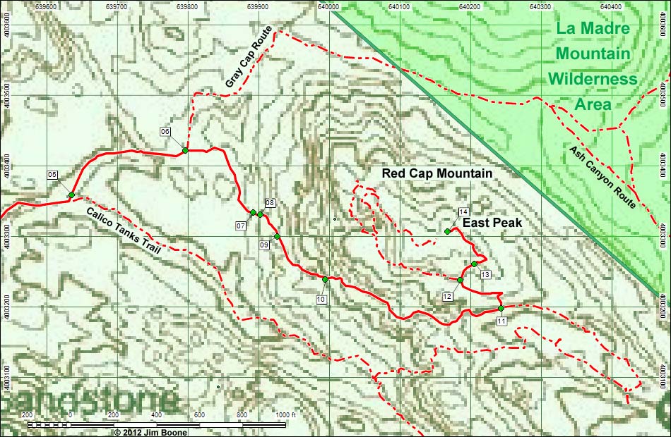 Red Cap Peak Route Map