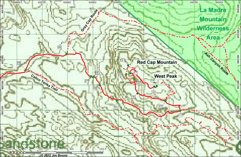 Red Cap Peak Route Map
