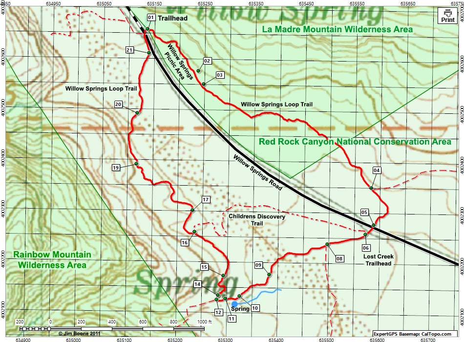 Willow Springs Loop Trail Map